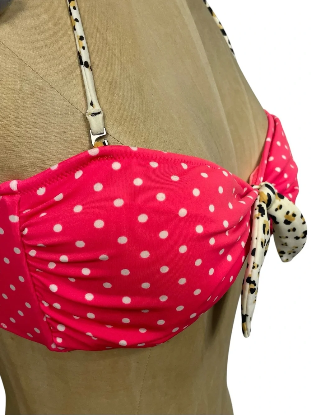 Victoria's Secret Pink Polka Dot Animal Print Halter Bikini Top L/G